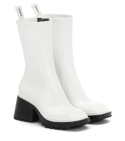 Chloé Women's Betty Block-heel Platform Rain Boots In White