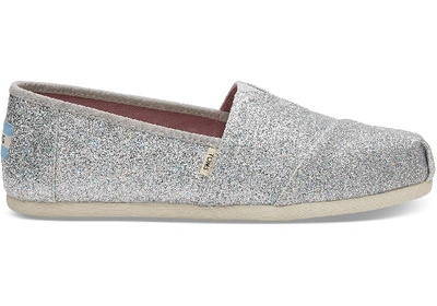 Toms Silver Iridescent Glitter Women's Classics Slip-on Shoes In Gray