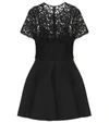 VALENTINO LACE-TRIMMED SILK AND WOOL MINIDRESS,P00407883