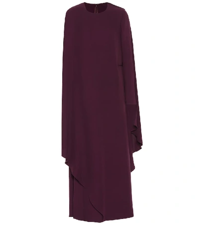 Valentino Cape-effect Asymmetric Silk-cady Gown In Light Purple