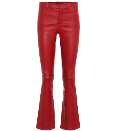 Stouls Dean Mid-rise Cropped Leather Pants In Red