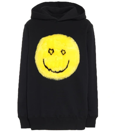 Kirin Smile Cotton Jersey Sweatshirt Hoodie In Black,yellow