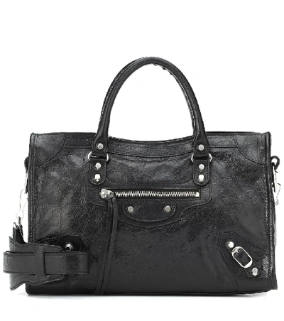 Balenciaga Classic City Aj Satchel Bag With Logo Strap In Black