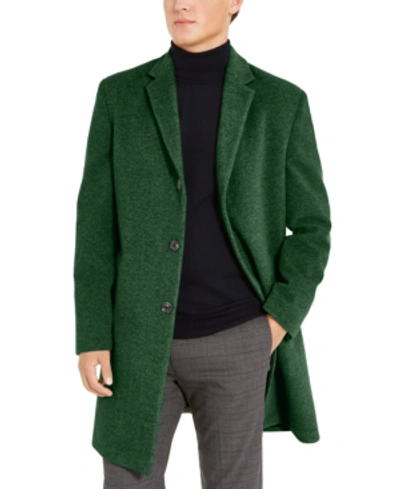 Tommy Hilfiger Addison Wool-blend Trim Fit Overcoat In Forest Green