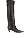 Khaite Davis Slouchy Leather Knee Boots In Black