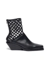 ANN DEMEULEMEESTER Open weave ankle leather boots