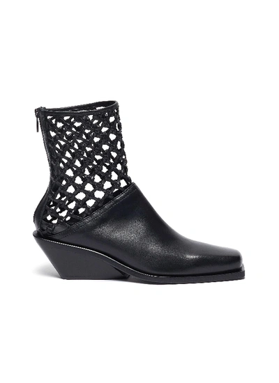 Ann Demeulemeester Open Weave Ankle Leather Boots In Black