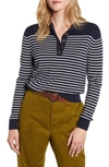 ALEX MILL MARINE STRIPE CROP MERINO WOOL & COTTON SWEATER,WW192232