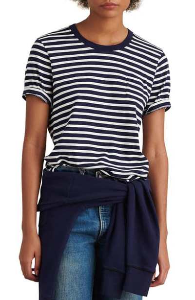 Alex Mill Stripe Cotton Tee In Navy/ Ivory