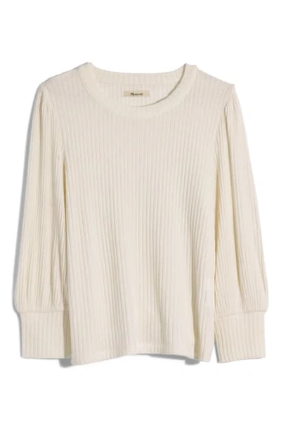 Madewell Brushed Rib Pleat Sleeve Top In Antique Cream