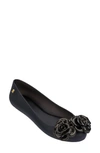 Melissa Space Lover Flower Jelly Flat In Black Bow