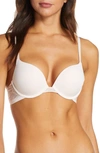 On Gossamer Sleek Micro Lace Underwire Convertible Push-up Bra In Mauve Chalk