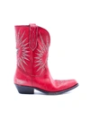Golden Goose Wish Star Texan Boots In Red Leather In Spritz