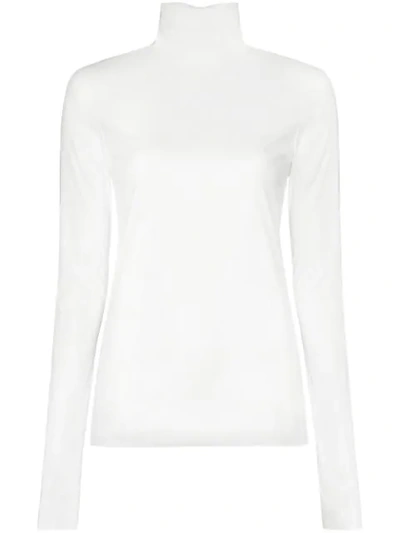 We11 Done We11done Faux Leather Roll Neck Top In Ivory