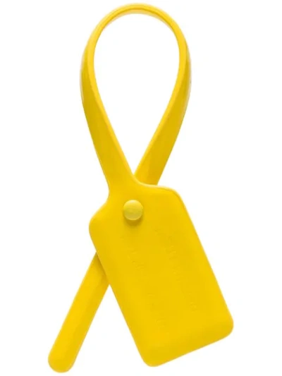 Off-white Patent Leather Zip Tie Charm In Yellow