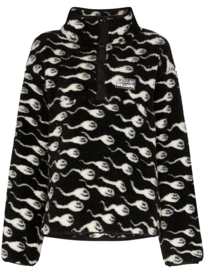 Ashley Williams Sperm-print Fleece Sweatshirt In Black