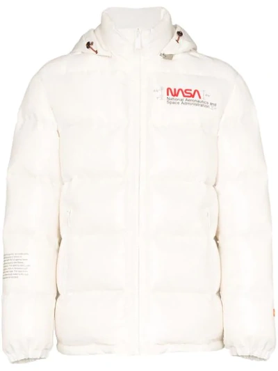Heron Preston Nasa Hooded Nylon Space Jacket In White