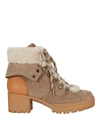 SEE BY CHLOÉ Shearling Lace-Up Hiker Booties,060039504061