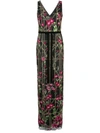 MARCHESA NOTTE BEADED EMBROIDERED LONG DRESS
