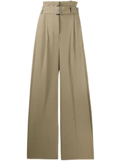 Burberry Paperbag-waist Wide-leg Trousers In Neutrals