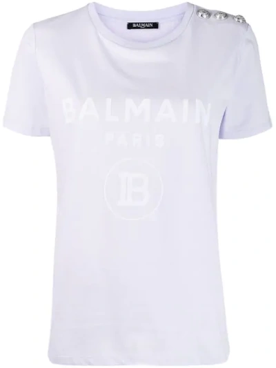 Balmain Button Embellished T-shirt In Purple