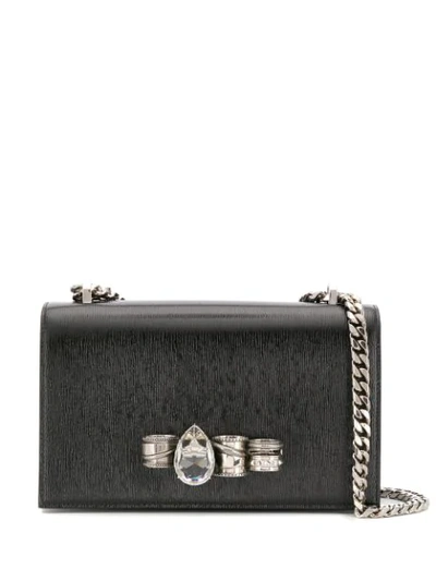 Alexander Mcqueen Jewelled Satchel Bag In Black