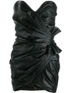 SAINT LAURENT STRAPLESS DRAPED FITTED DRESS