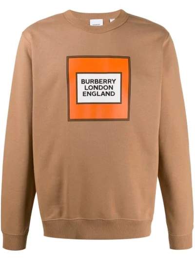 Burberry Logo Print Sweatshirt In Warm Walnut