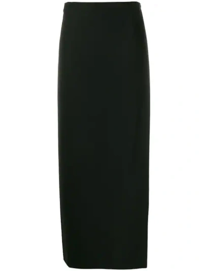 The Row Black Mathias Midi Skirt In Blk Black