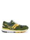 SAUCONY AZURA SNEAKER MADE OF MICROSUEDE WITH GREEN AND YELLOW MESH,11063149