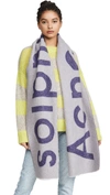 Acne Studios Toronty Logo Scarf In Grey/purple