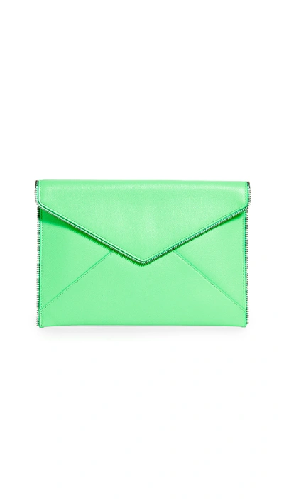 Rebecca Minkoff Neon Leo Clutch In Neon Green