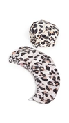 KITSCH LEOPARD SHOWER CAP AND HAIR TOWEL SET