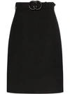 Gucci Knee Length Cady Crepe Skirt W/ Gg Belt In 1000 Black