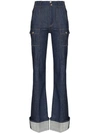 CHLOÉ ROLLED-CUFF FLARED JEANS