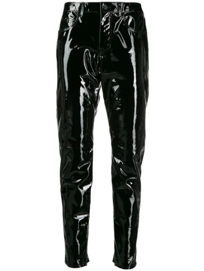 Saint Laurent Skinny Leather Vinyl Trousers In Black