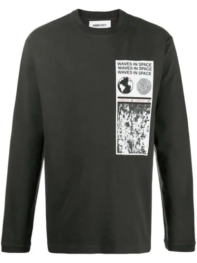 Ambush Visitor Printed Cotton Long-sleeved T-shirt In Black