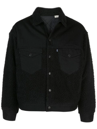 Levi's Levis Made And Crafted Black Oversized Sherpa Trucker Jacket In Ivan Black
