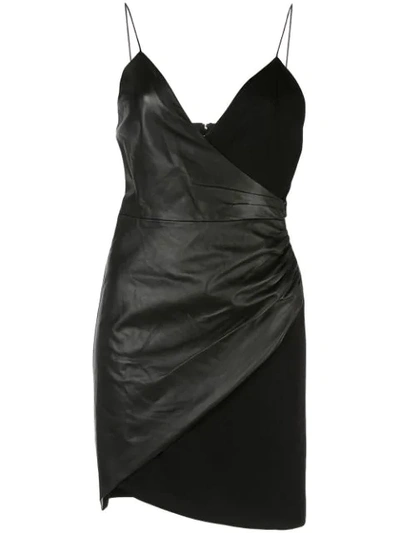 Alice And Olivia Ashanti Faux Wrap Side Zip Dress In Black