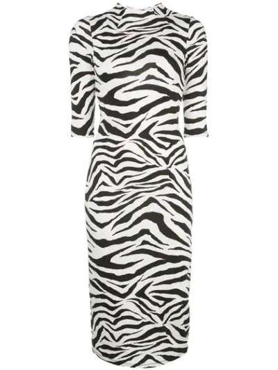 Alice And Olivia Alice + Olivia Delora Fitted Mock Neck Dress In White. In Black White