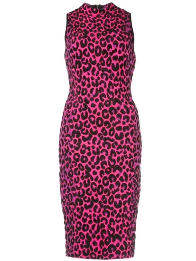 Milly Leopard Print Midi Dress In Pink