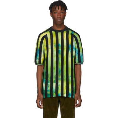 Agr Ssense Exclusive Green Knitted Striped T-shirt In Green/blue