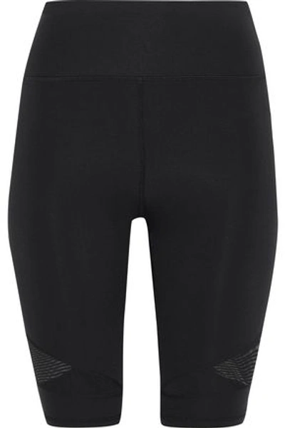 Iris & Ink Mesh-paneled Stretch Shorts In Black