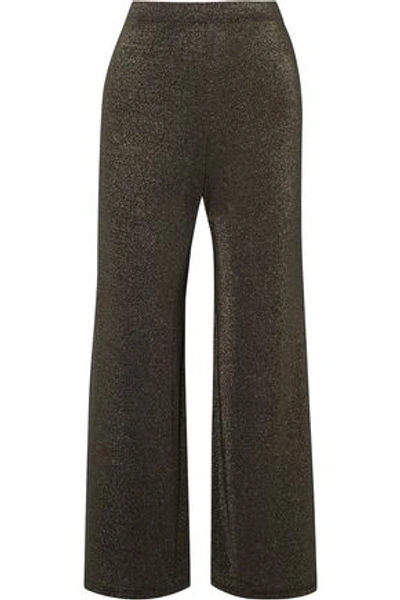 Sid Neigum Cropped Metallic Stretch-jersey Wide-leg Pants In Steel Grey