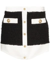 BALMAIN TWEED BUTTONED MINI SKIRT