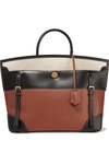 BURBERRY BUCKLE-EMBELLISHED CANVAS AND LEATHER TOTE