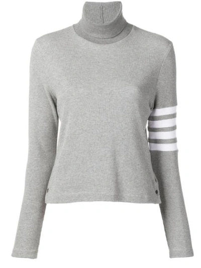 Thom Browne Cotton Compact Waffle Knit Sweater In Grey