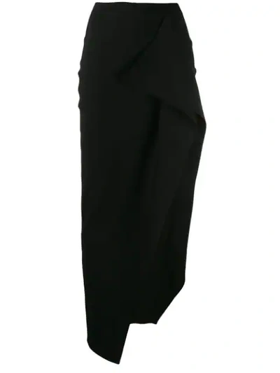 Rick Owens Asymmetric Side Slit Skirt In Black