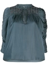 ULLA JOHNSON RUCHED PUFF SLEEVE BLOUSE