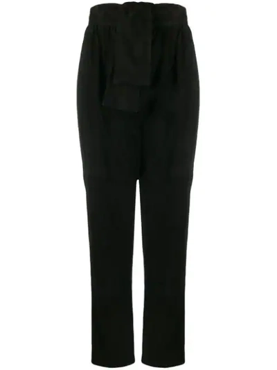 Zimmermann Belted Suede Tapered Trousers In Black